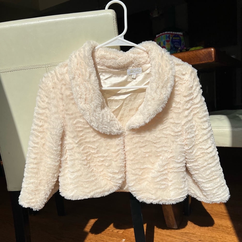 Girls jacket, faux fur, size 6